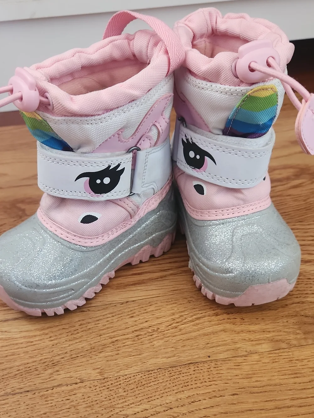 Cat & Jack Pink Unicorn Glitter Rain & Snow Boots with Rainbow Ears